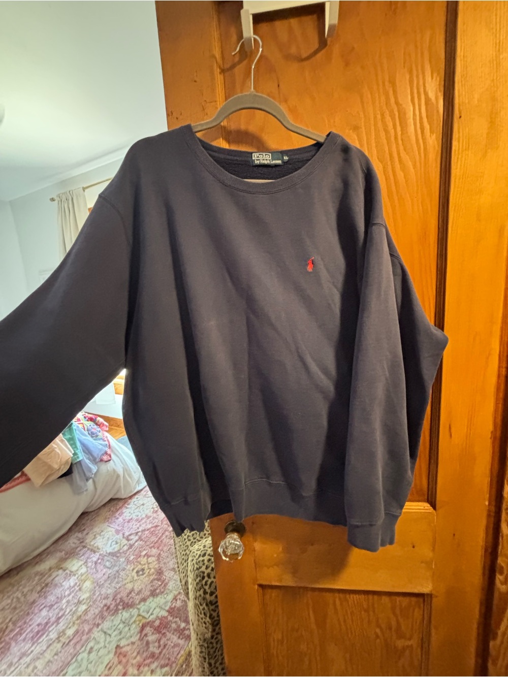 Polo by Ralph Lauren Navy Crewneck Sweatshirt with Red Pony